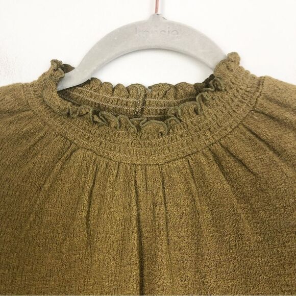 MADEWELL TEXTURE & THREAD | Dark Green Mockneck Lettuce Trim Top Women’s Size S - Picture 5 of 12